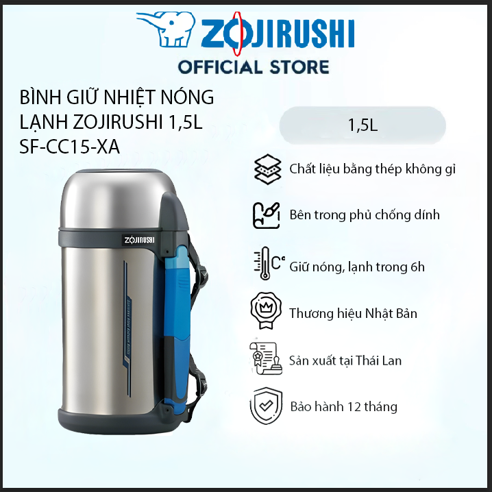 Bình giữ nhiệt lưỡng tính Zojirushi SF-CC15-XA 1,5L, bình giữ nóng lạnh, bảo hành 1 năm chính hãng