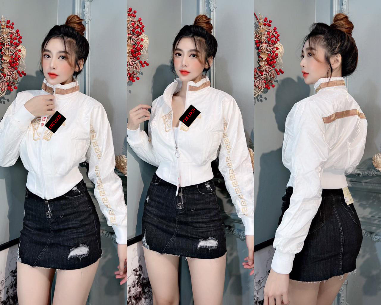 Áo Khoác Nữ Thêu Viền Cao Cấp MẪU MỚI  Áo Khoác Nữ Form Lửng Áo Khoác Phối Viền Cổ Cực Đẹp Áo Khoác QC