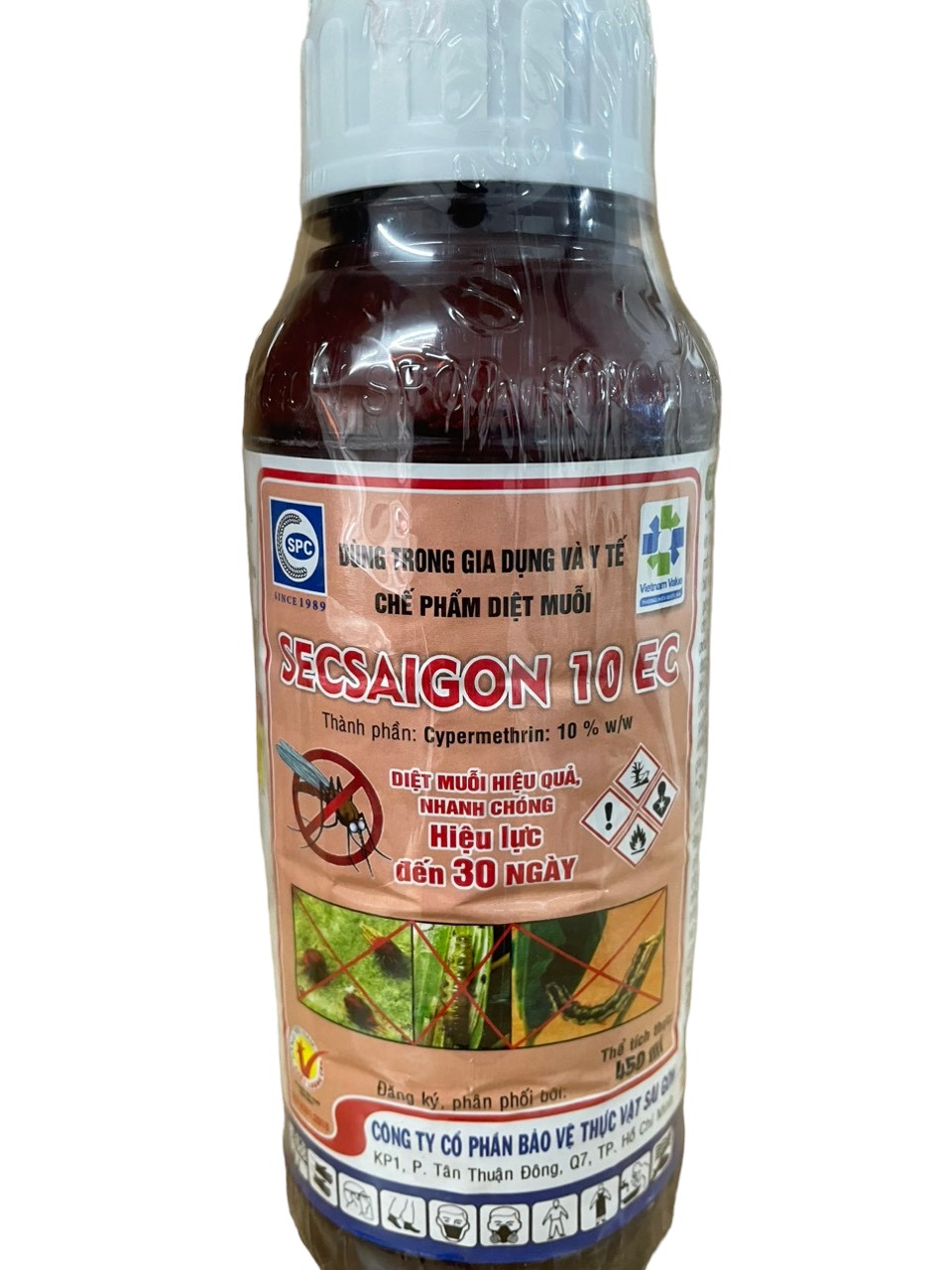 Chế phẩm diệt muỗi dùng trong gia dụng và y tế SECSAIGON 10 EC ; diệt côn trùng gây hại ngoài trời, cây trồng, bảo vệ thực vật.
