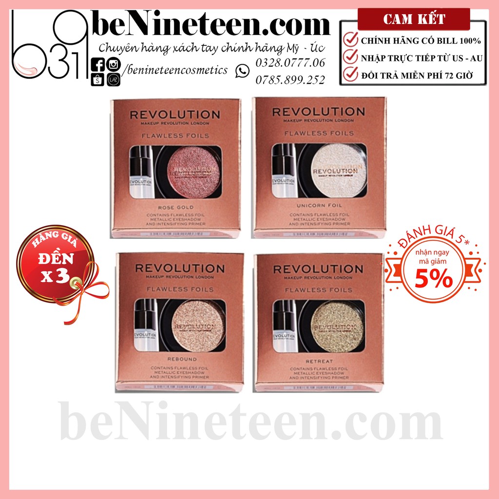 [SALE OFF 50%] Phấn Mắt Nhũ Ánh Kim Makeup Revolution Flawless Foils [BeNineteen]