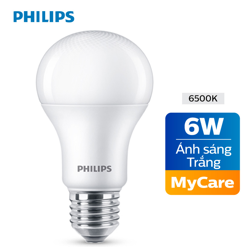 Bóng đèn led philips mycare 6w 6500k e27 a60 - ánh sáng trắng
