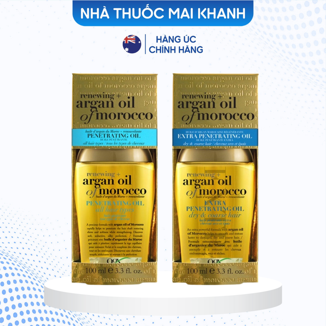 Dầu dưỡng tóc hãng OGX dòng renewing + argan oil of morocco penetrating oil
