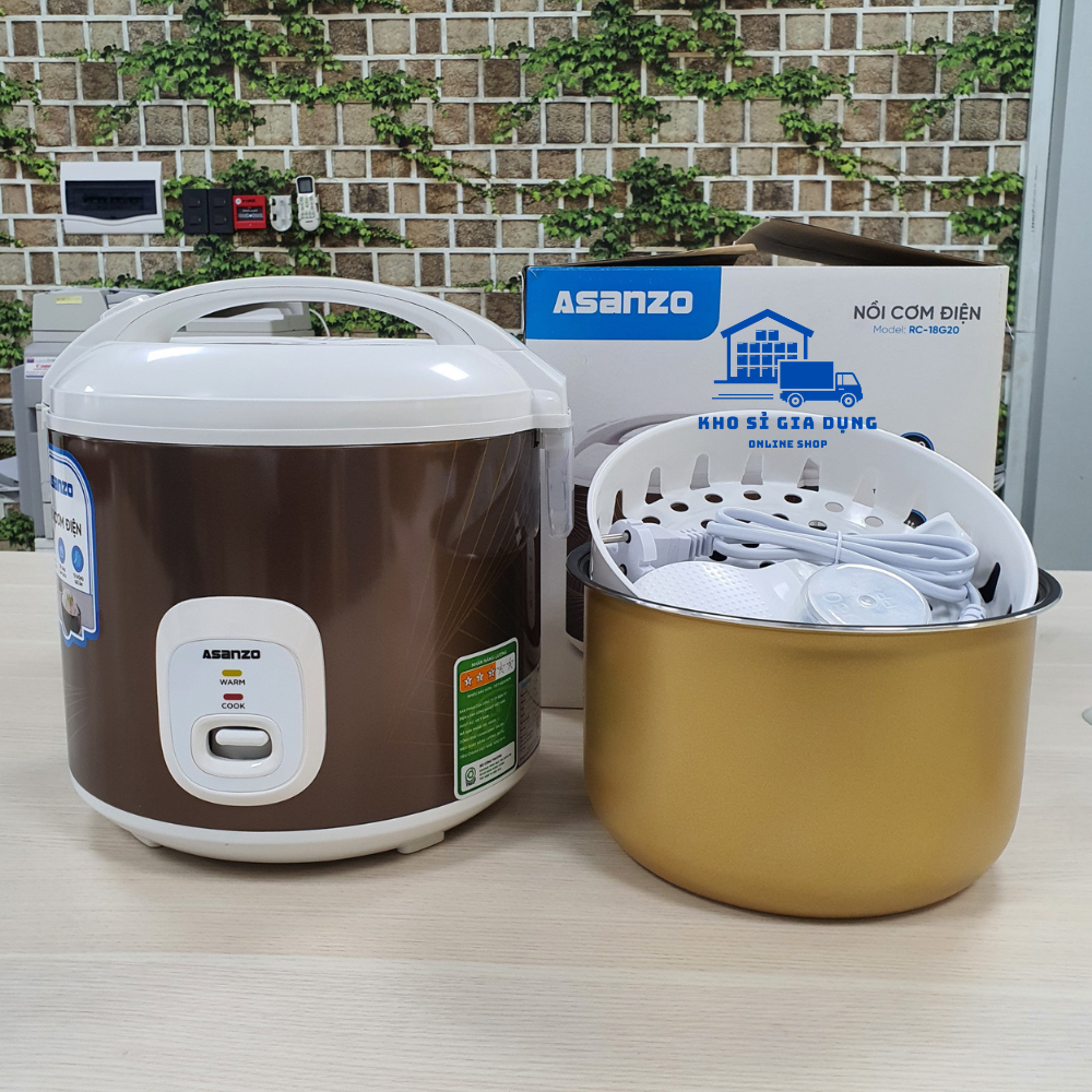 Nồi cơm điện nắp gài asanzo rc18g20 lòng nồi tráng men hàng chính hãng