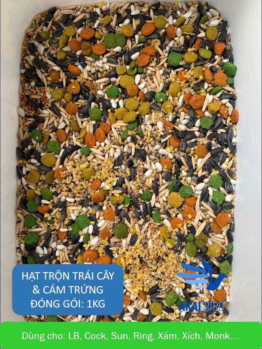 Hạt trộn trái cây & cám trứng cho vẹt, chim cảnh, hamster, sóc, chuột...từ 10 loại hạt