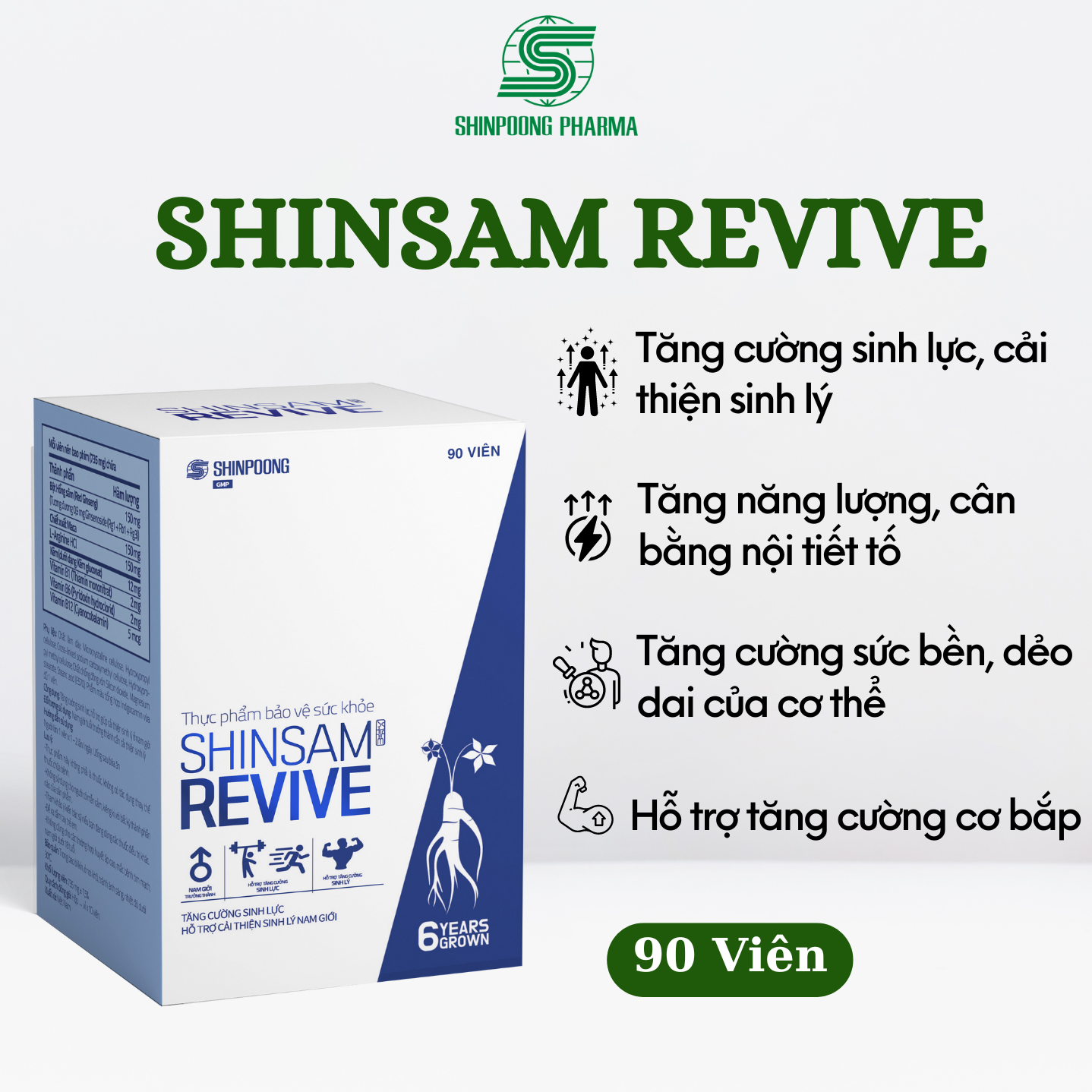 (Hộp 90V) Viên Uống SHINSAM REVIVE Tăng Cường Sinh Lực Và Sinh Lý Dành Cho Nam Giới - SHINPOONG PHARMA