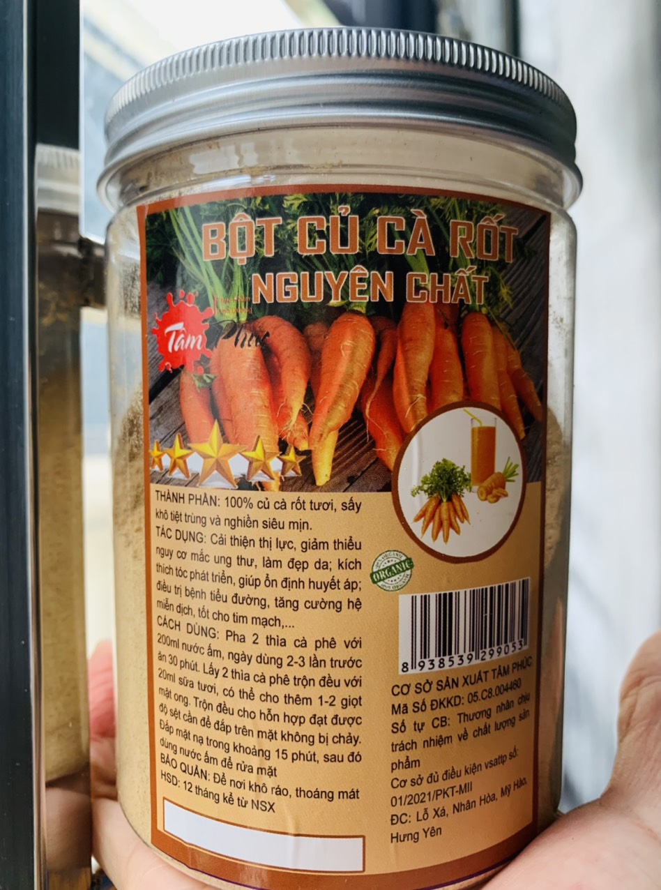 1kg Bột cà rốt sấy lạnh nguyên chất, bột rau củ quả sấy lạnh, bột ăn dặm