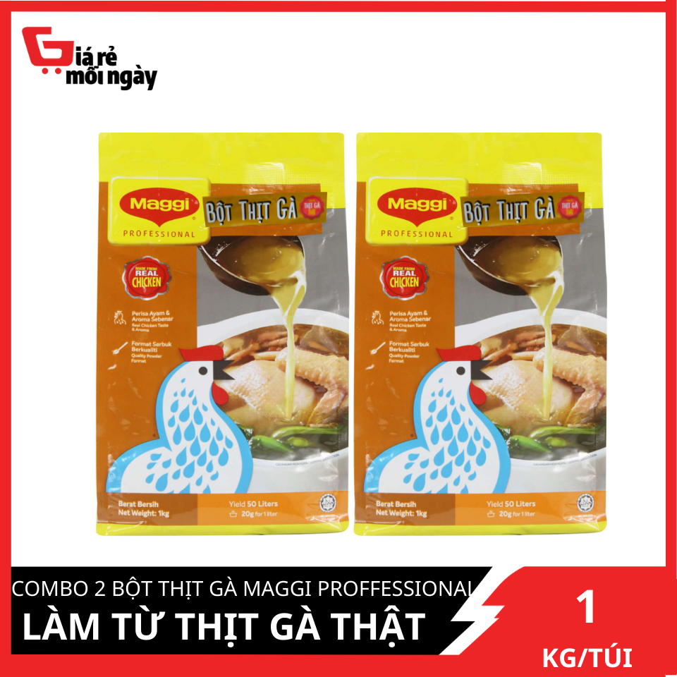 Combo 2 Bột thịt gà Maggi proffessional làm từ Thịt gà thật 1Kg