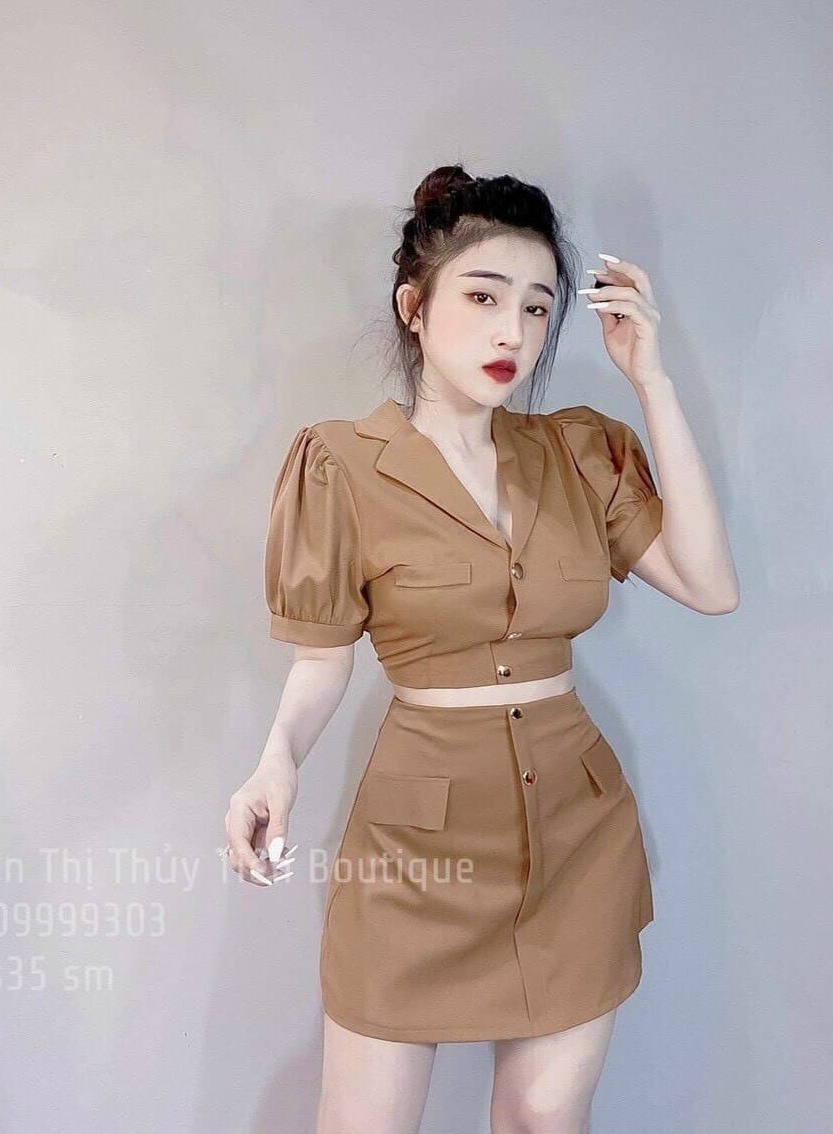 [Mẫu Mới]Set Nữ Ngắn Tay Cổ Vest Thiết Kế Tinh Tế Trẻ Trung Thời Trang HARI