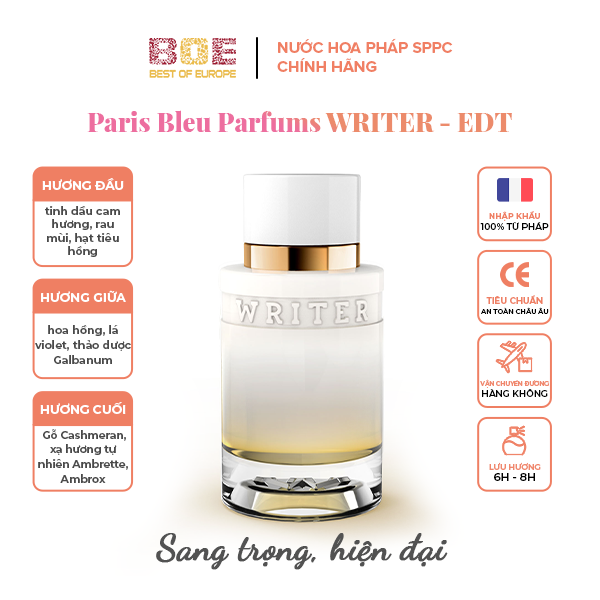Nước hoa nam chính hãng pháp paris bleu parfums writer for men 100ml boewri01