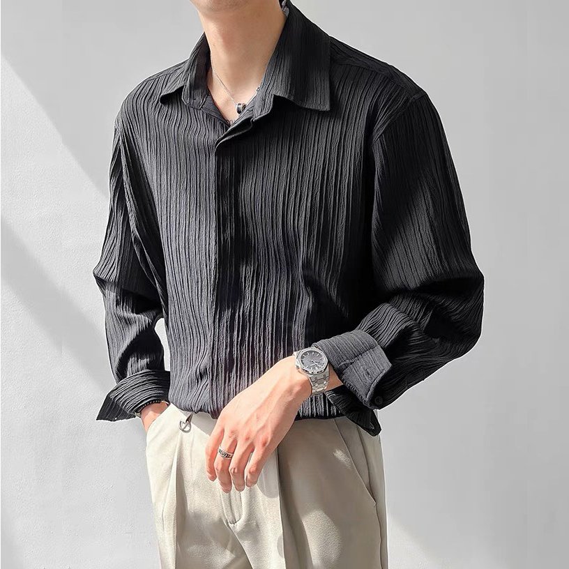 Áo sơ mi nam tay dài giấu nút thanh lịch