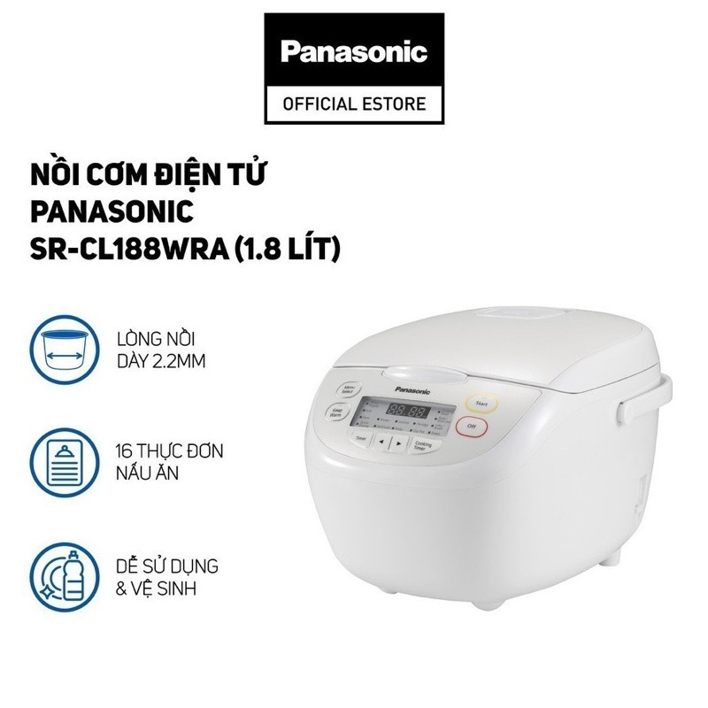 Nồi cơm điện tử panasonic 1.8 lít sr-cl188wram, chính hãng 100%, bảo hành 12 tháng.