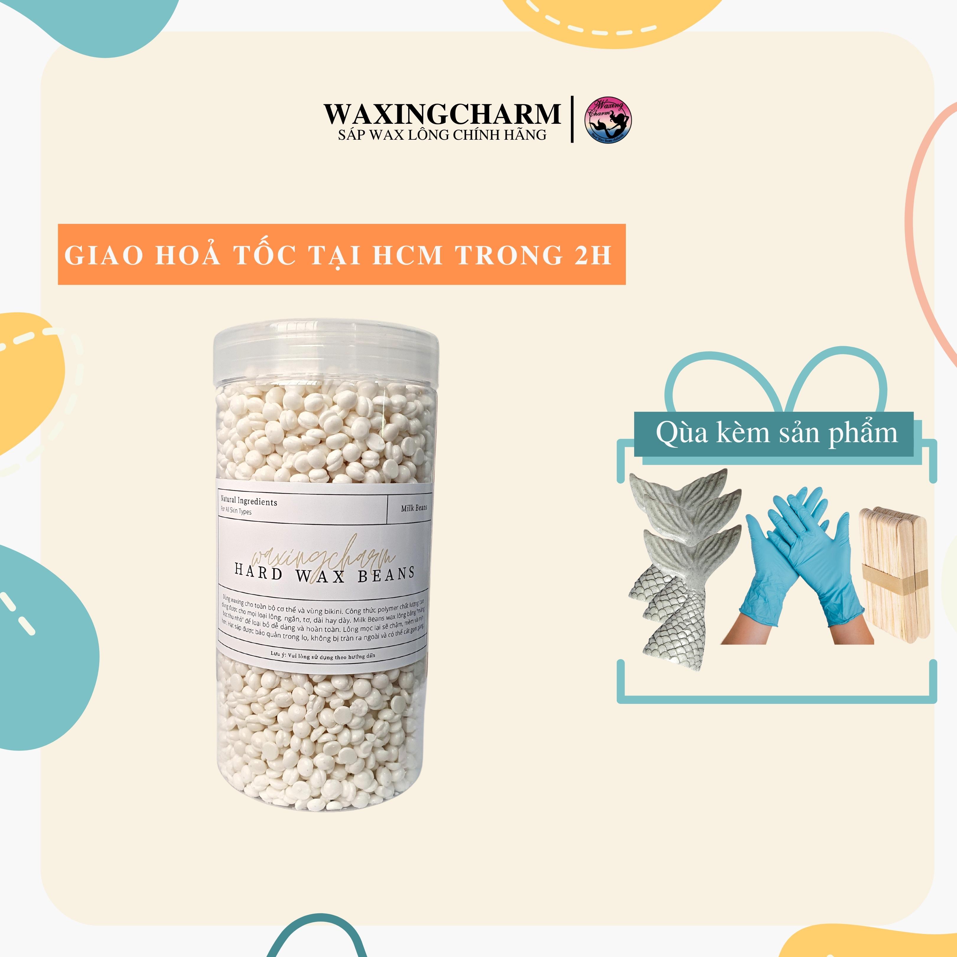 500gr sáp wax lông nóng hard wax beans nhiệt độ thấp waxingcharm dành cho mặt, nách, body, bikini tặng 3 sáp đui cá bling bling