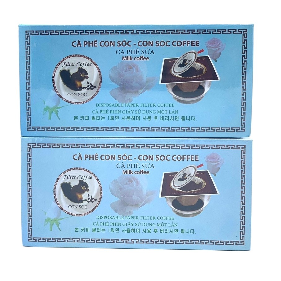 Cà phê con sóc đơn Sữa Hộp 10 gói - Cà phê phin lọc giấy