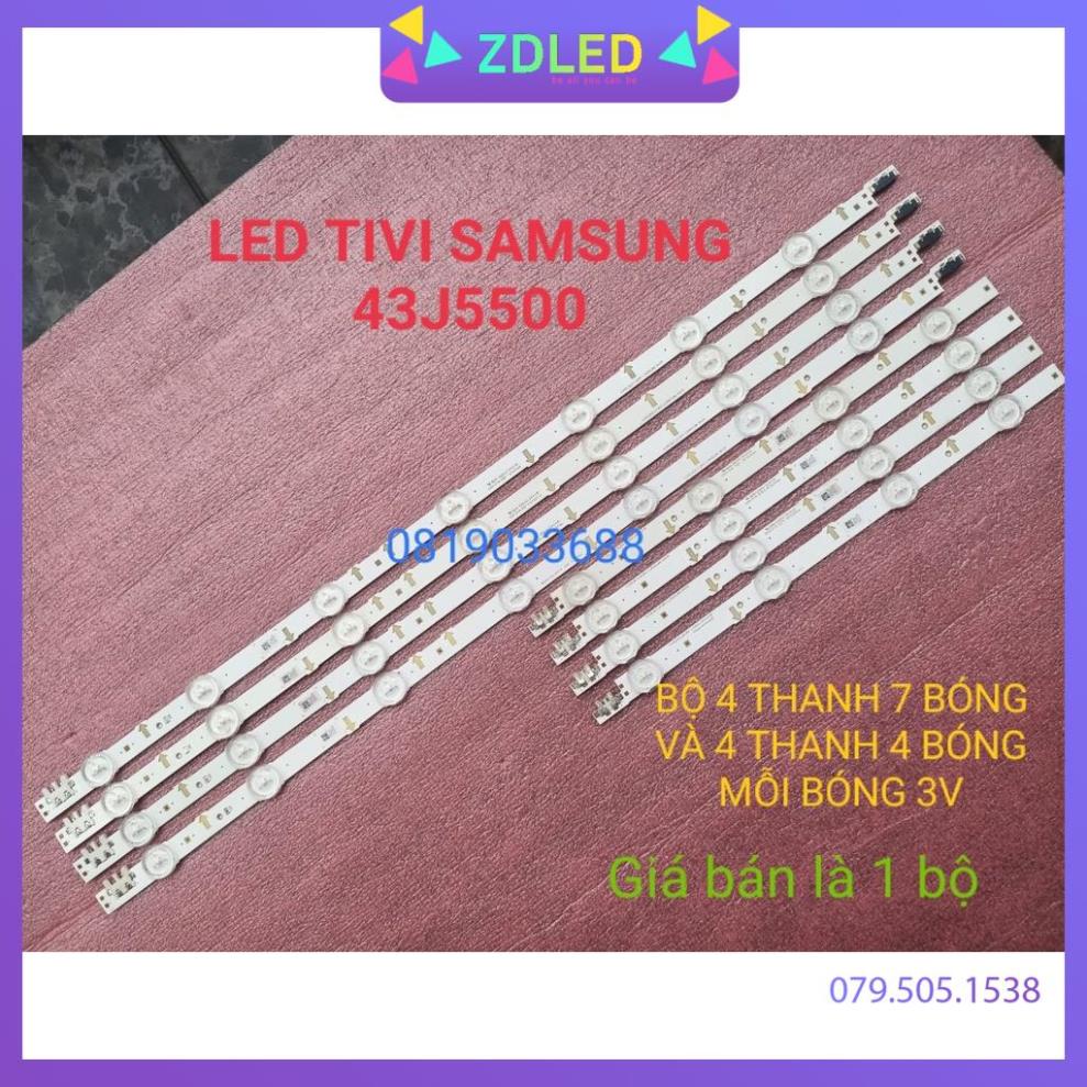 Thanh led tivi samsung 43j5500 mới 100% hàng zin hãng lưng đồng, bộ gồm 4 thanh 7 bóng và 4 thanh 4 bóng, mỗi bóng 3