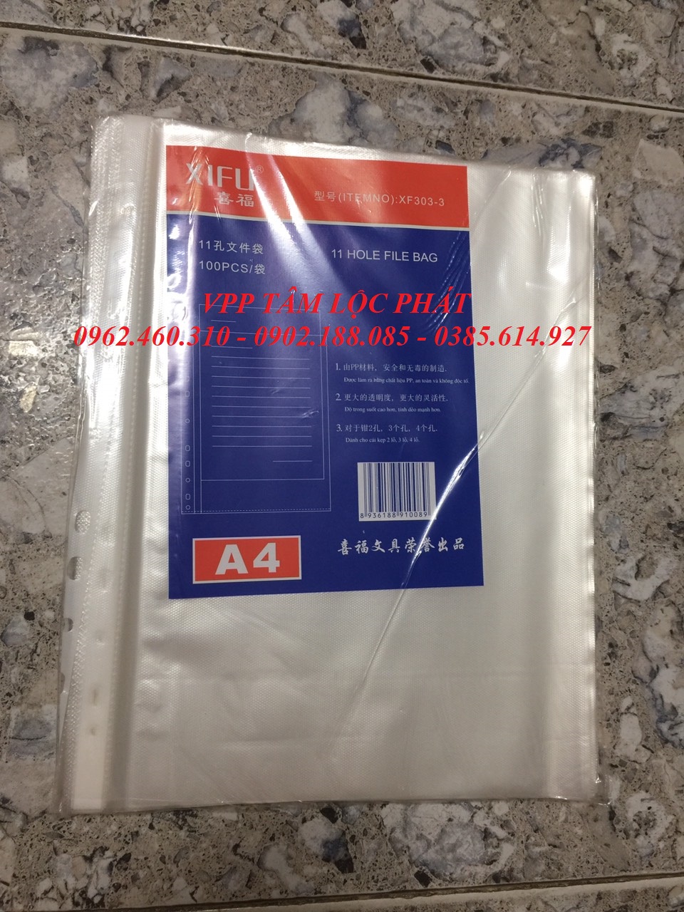 Sơ mi lỗ xifu xanh , túi 11 lỗ, bìa lỗ