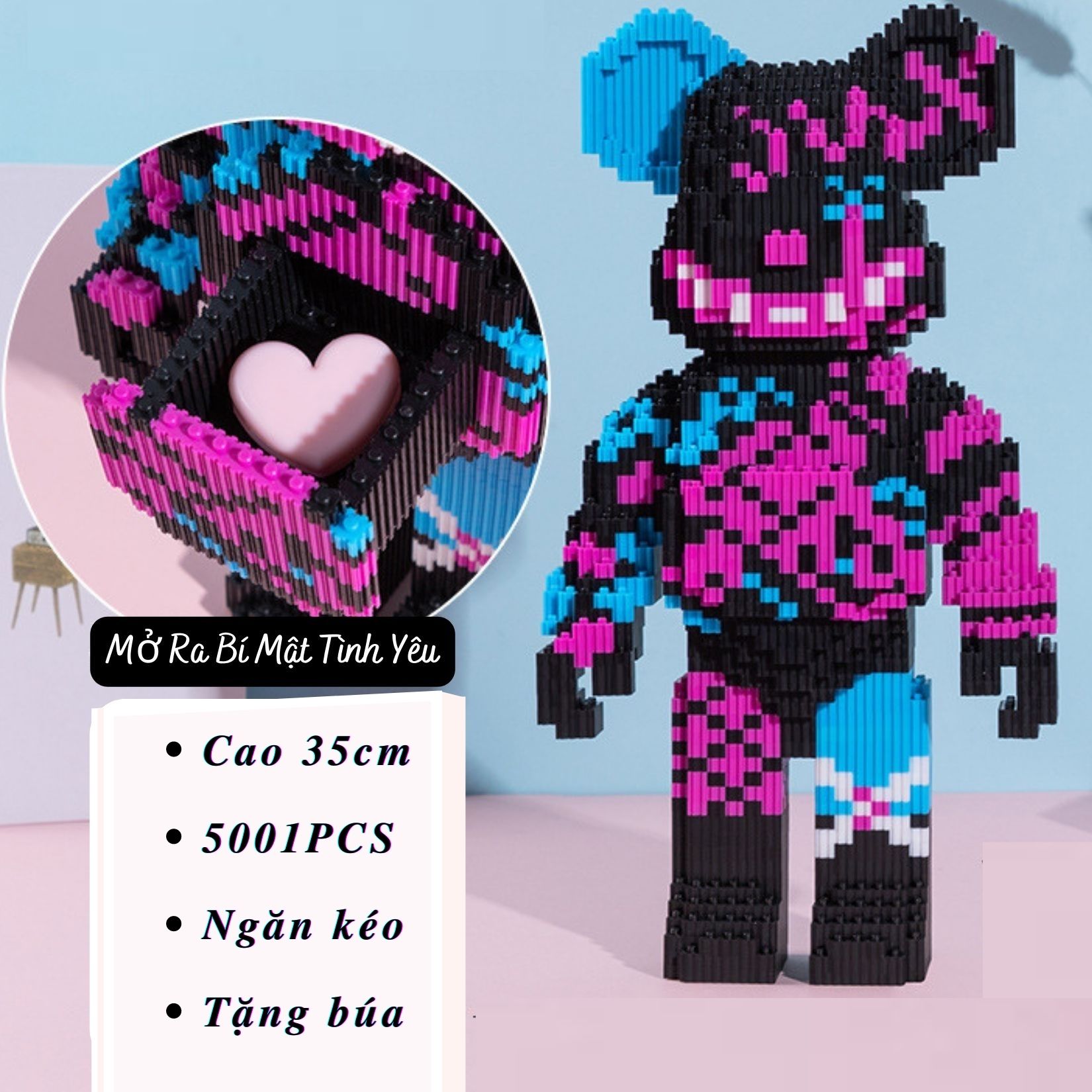 Jinx Lắp Ghép Mô Hình Bearbrick Jinx & Tranh Jinx