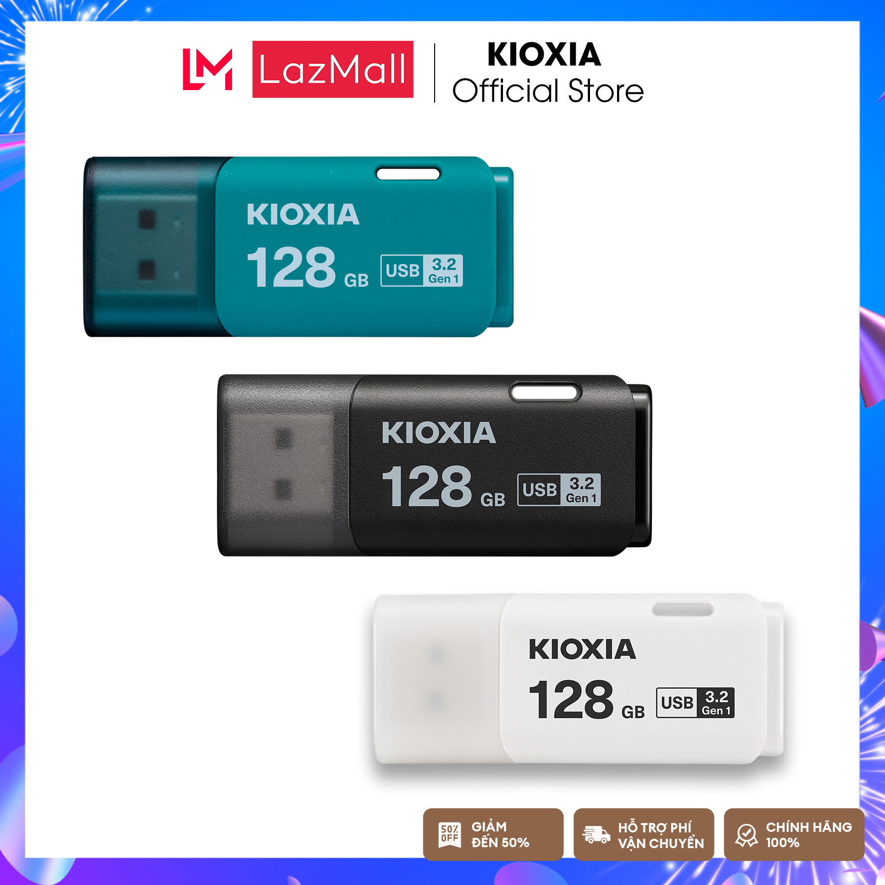 [Tặng móc khóa] Ổ cứng di động USB U301 USB 3.2 Kioxia cực nhẹ, tiện dụng và tốc độ cao - Hàng Chính Hãng