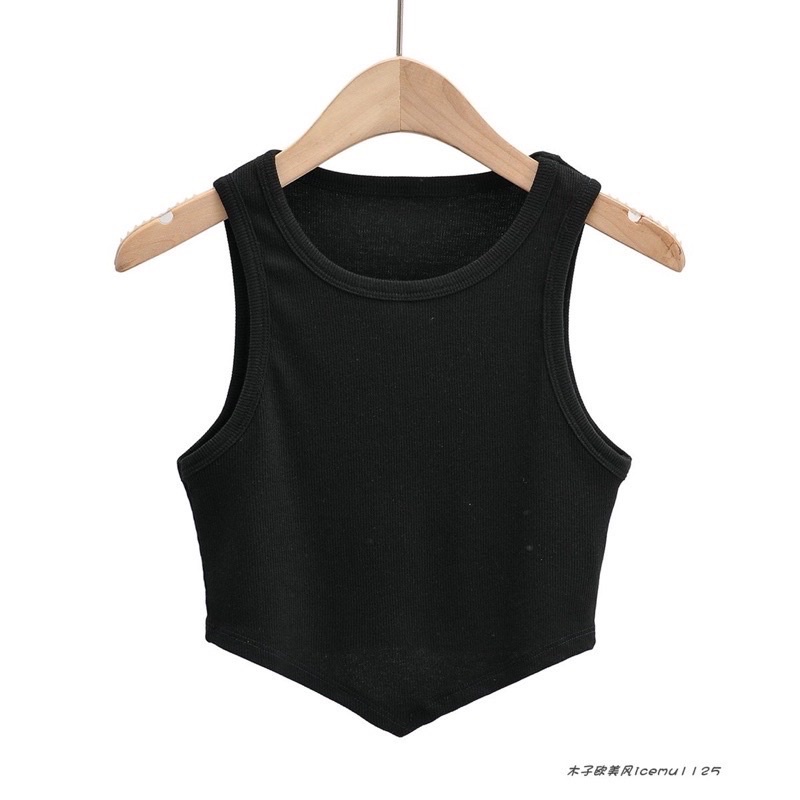 Áo thun nữ 3 lỗ tà nhọn ôm body cực xinh b4 / áo ba lỗ croptop nhọn tà vải co giãn