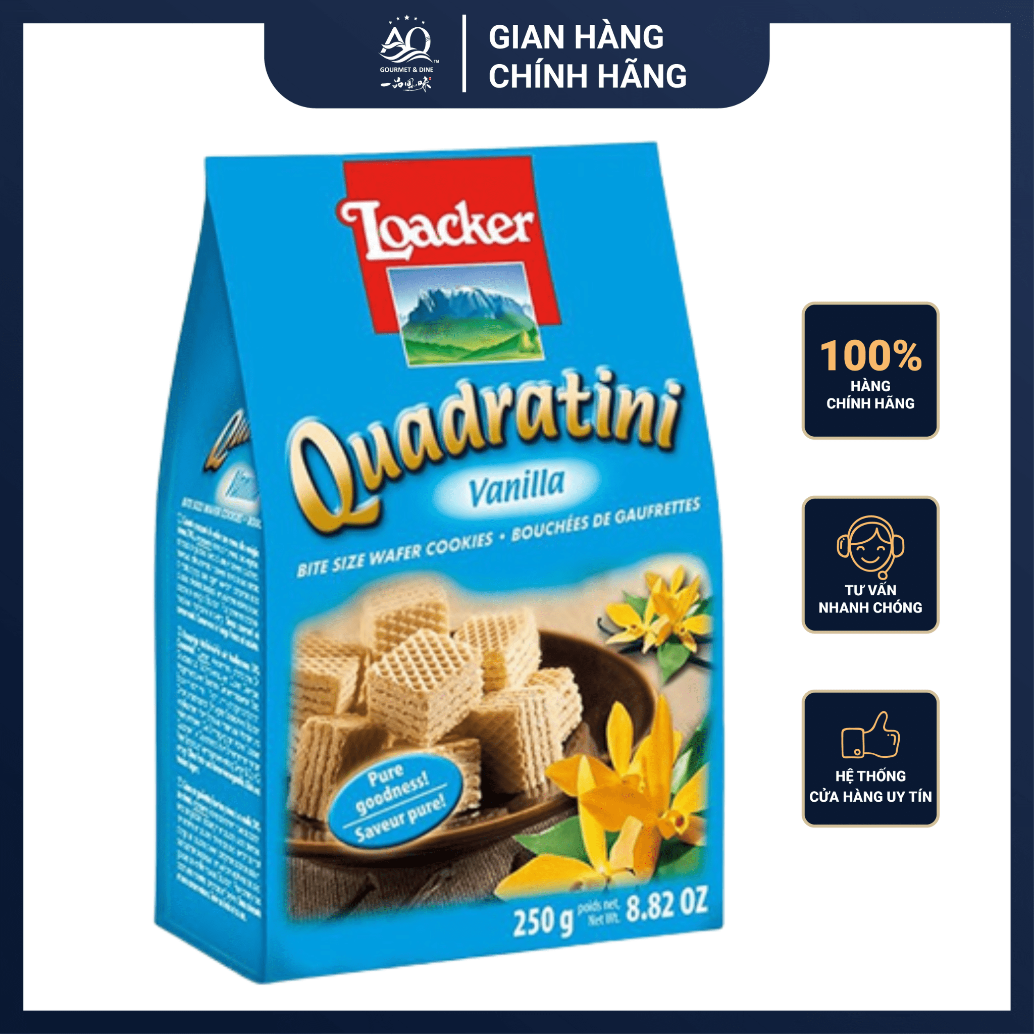 Bánh Xốp Loacker Quadratini Vanilla 250g - Loacker Quadratini Vanilla Wafer 250g