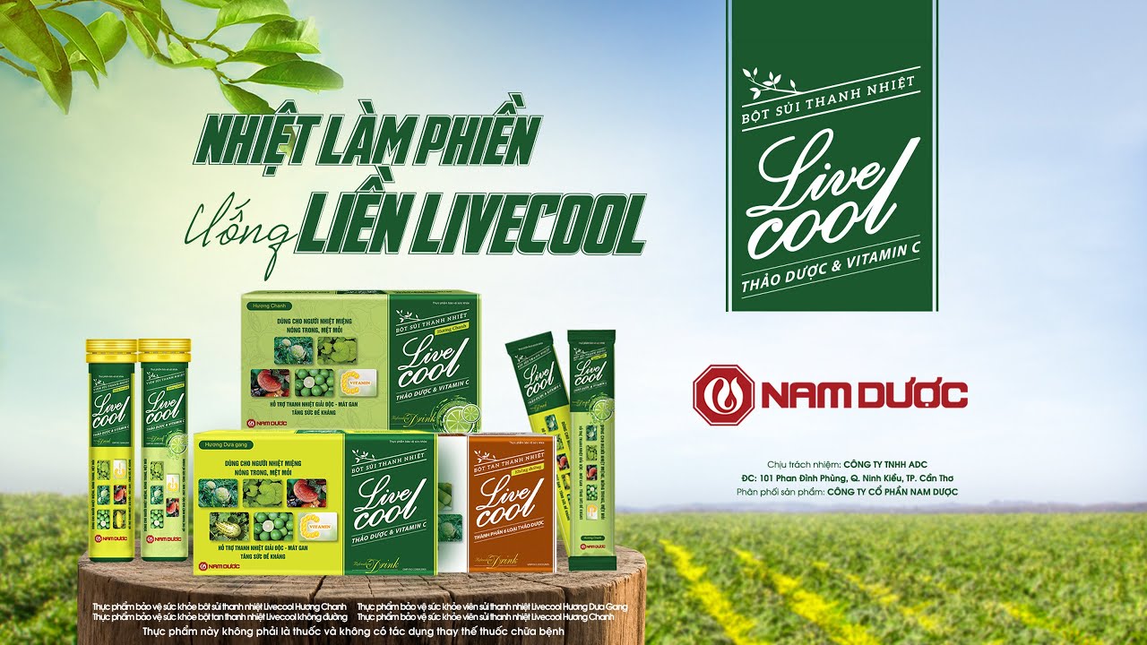 Bột tan thanh nhiệt Live Cool Nam Dược-giúp thanh nhiệt giải độc, mát gan, tăng cường sức đề kháng. Hỗ trợ giảm các nhiệt miệng, nóng trong, mụn nhọt, mẩn ngứa - Hộp 10 gói vị ngẫu nhiên