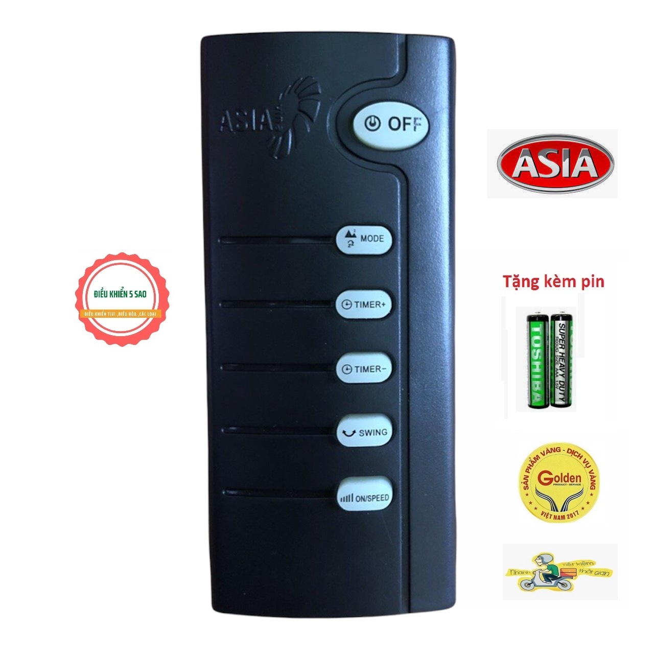 Điều khiển quạt ASIA màu đen chính hãng - tặng kèm pin - Remote ASIA