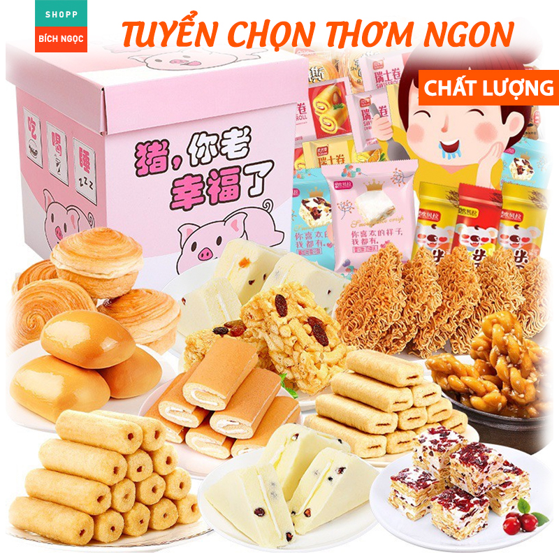 Set bánh kẹo ăn vặt Đài Loan hơn 20 món, bánh bông lan, kẹo dẻo trái cây, socola tươi, bim bim, đa dạng lựa chọn hấp dẫn