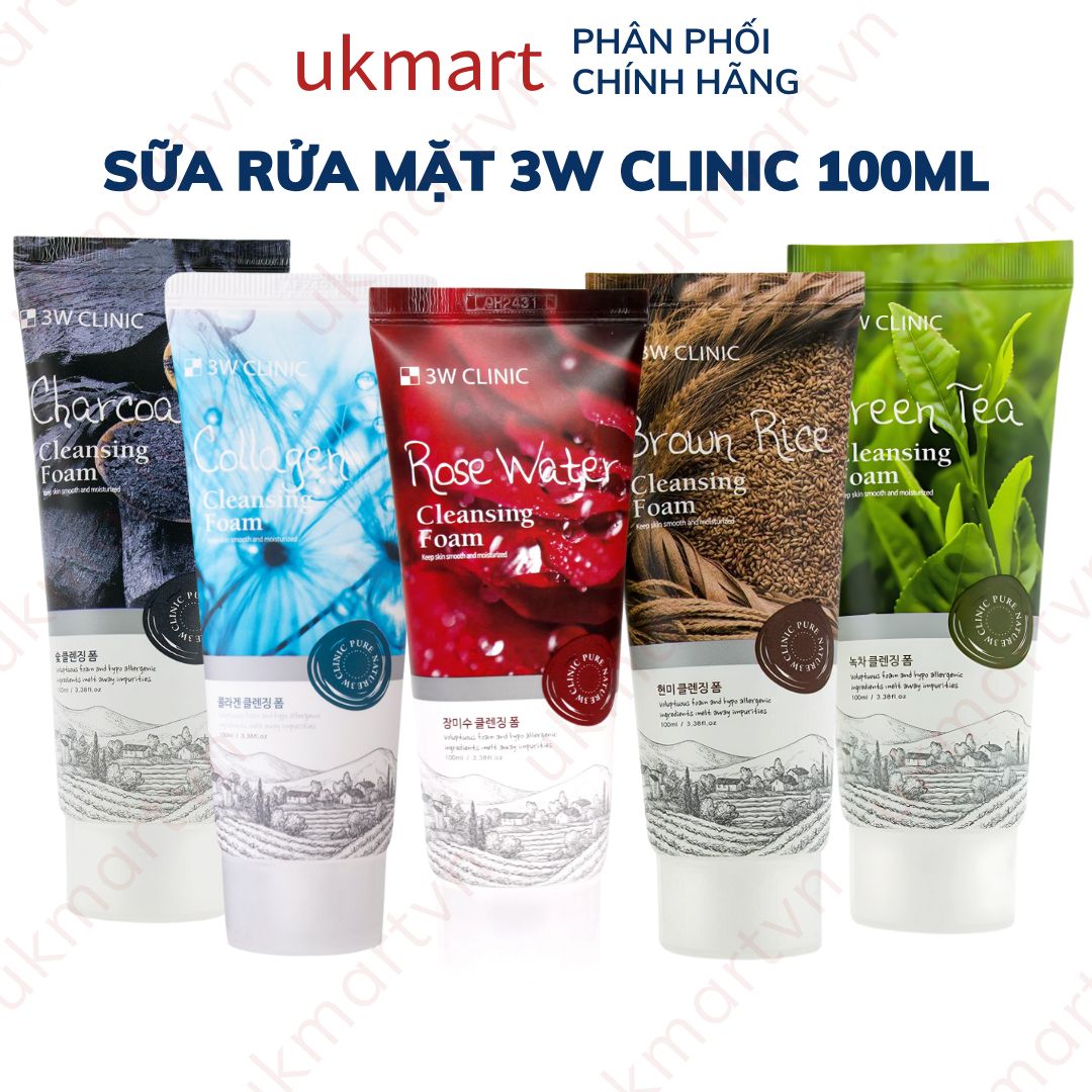 Sữa Rửa Mặt 3W Clinic Hàn Quốc 100ml Chiết Xuất Thiên Nhiên Giúp Làm Sạch, Trắng Da, Giảm Dầu Mụn