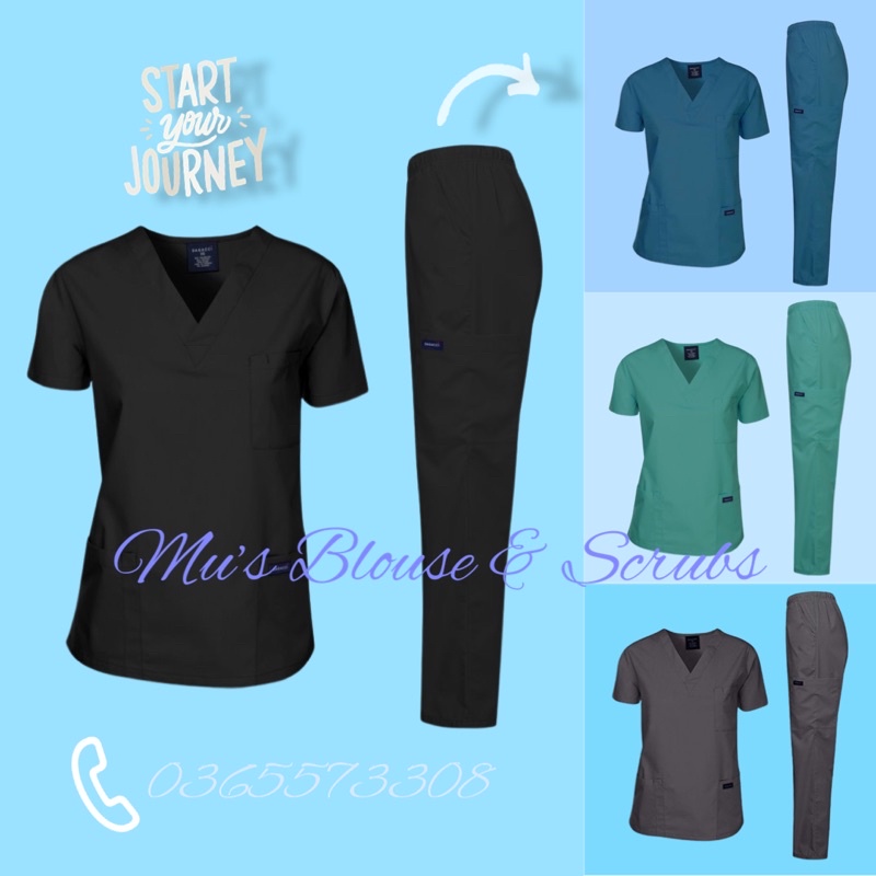 Bộ scrubs thiết kế độc quyền mu blouse& scrubs chất liệu kaki lụa cao cấp dành cho bác sĩ, điều dưỡng