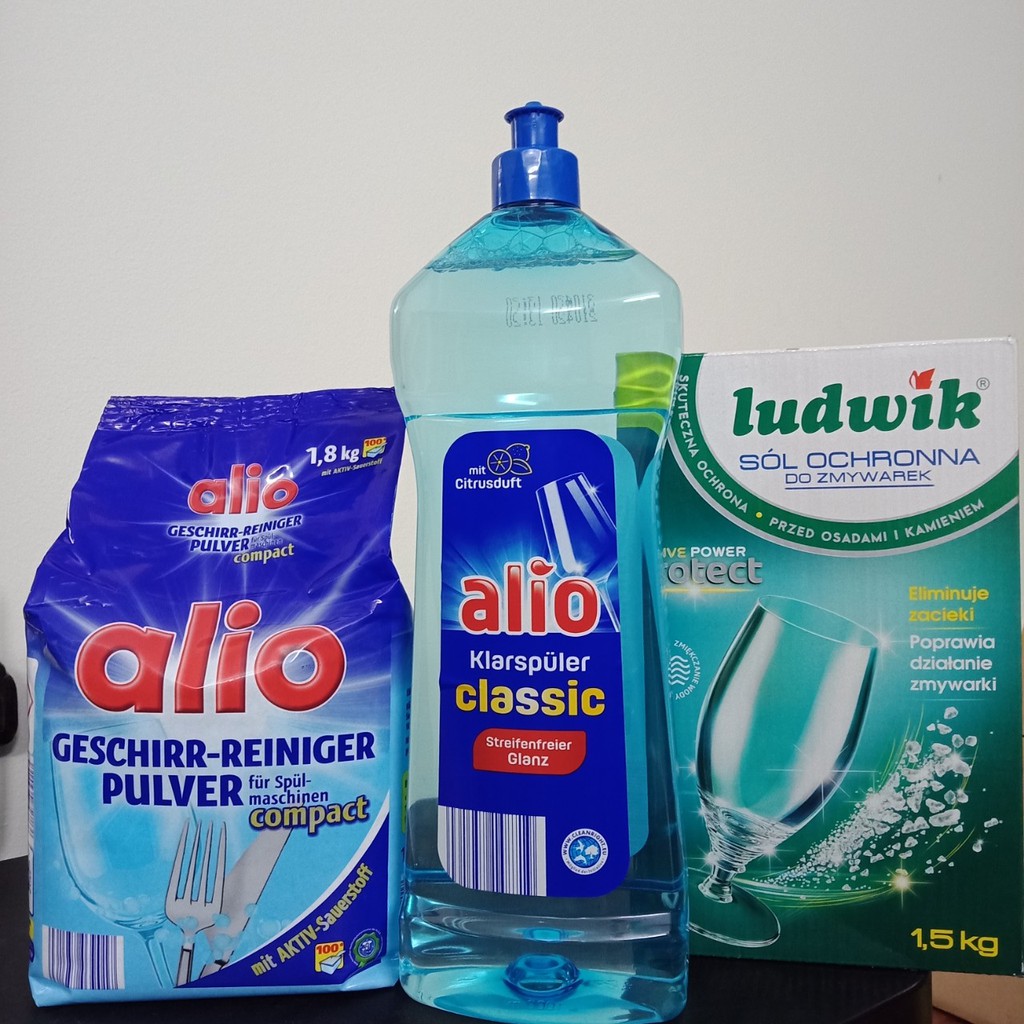 Bột Alio - Muối rửa chén bát Ludwik 1.5kg -Nước làm bóng Alio 1000ml