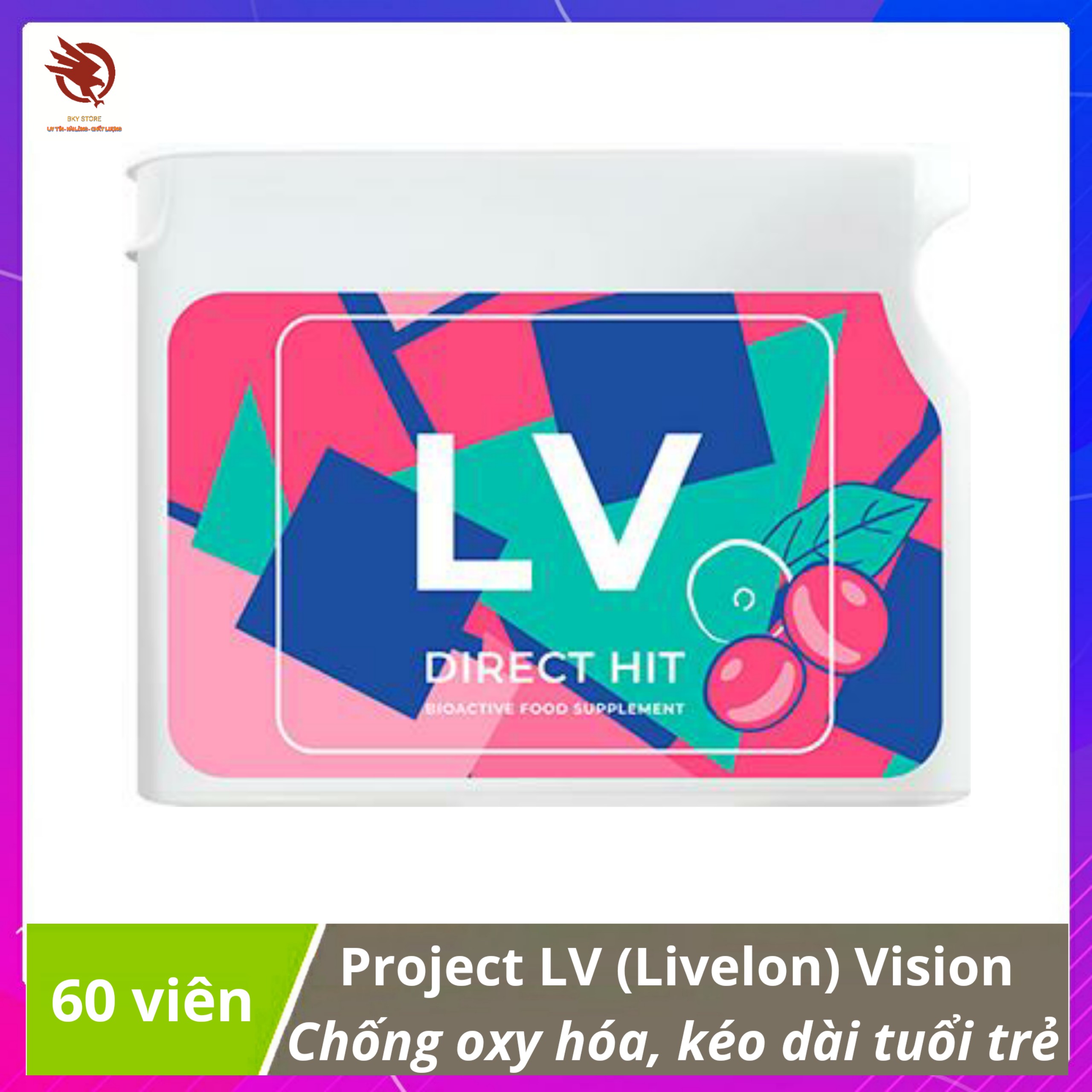 [HCM]Thực Phẩm Project - LV (Livelon) Vision - Với 10 chất chống oxy hóa giúp đẹp da kéo dài thanh xuân - Hộp 60v