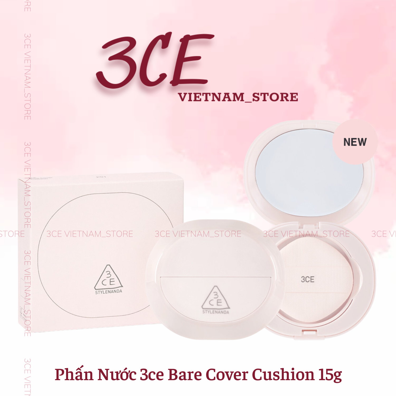 Phấn nước 3ce bare cover cushion spf40/pa++