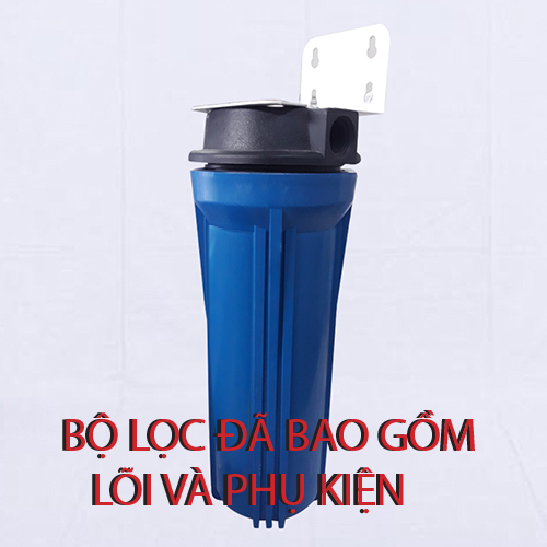 Bộ lọc nước sinh hoạt ly đơn 10 inch xanh dương ren 21