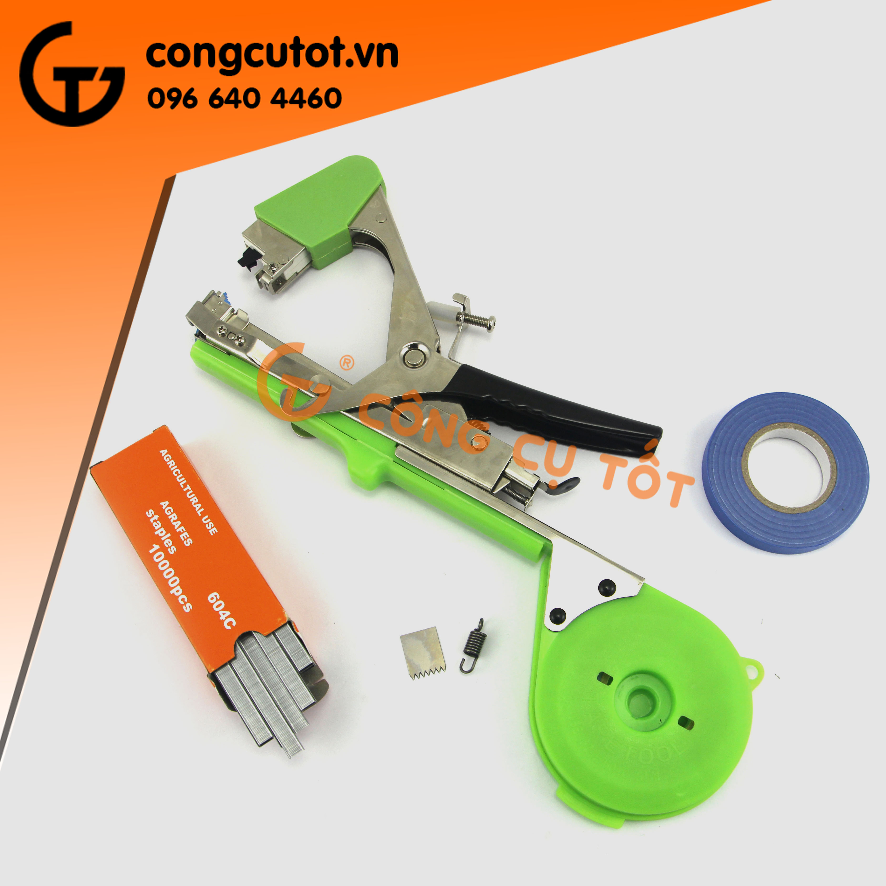Dụng cụ buộc cành cây tự động+Tặng 01 hộp ghim 10000 chiếc, Buộc dây cố định cành cực nhanh, chỉ với 05 dây để tạo 1 mối buộc Đẩy đủ phụ kiện giúp bạn có thể mua về và sử dụng ngay Tạo năng suất lao động cao