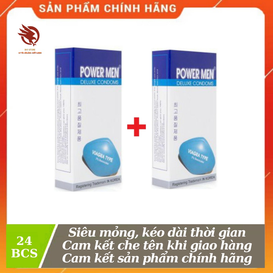 [ COMBO SIÊU RẺ ] - COMBO 2 hộp Bao cao su PowerMen Viagra, siêu mỏng, kéo dài thời gian, ôm khít - 24 cái