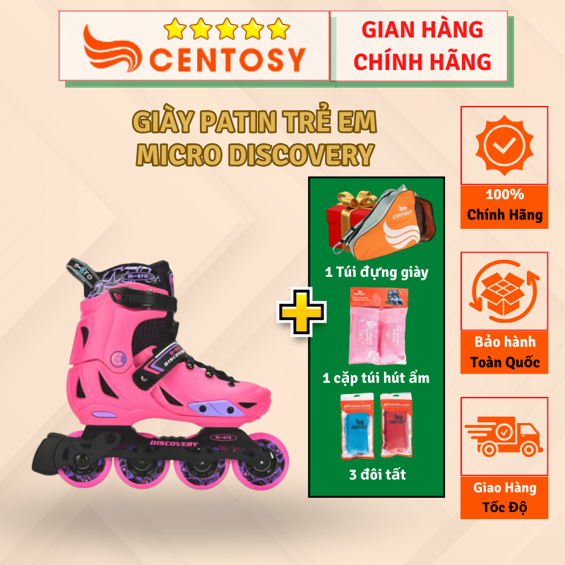 [QUÀ TẶNG KÈM TỚI 500K DUY NHẤT HÔM NAY] Giày Patin Trẻ Em Thi Đấu Cao Cấp Micro Discovery - Form Chắc Chắn, Phanh Chân An Toàn