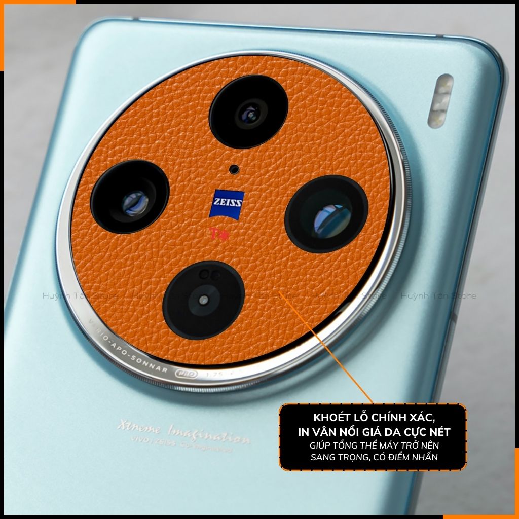 Miếng dán camera vivo x100 pro skin mccal vân da in logo máy ảnh chống trầy xướt bảo vệ camera phụ kiện huỳnh tân store