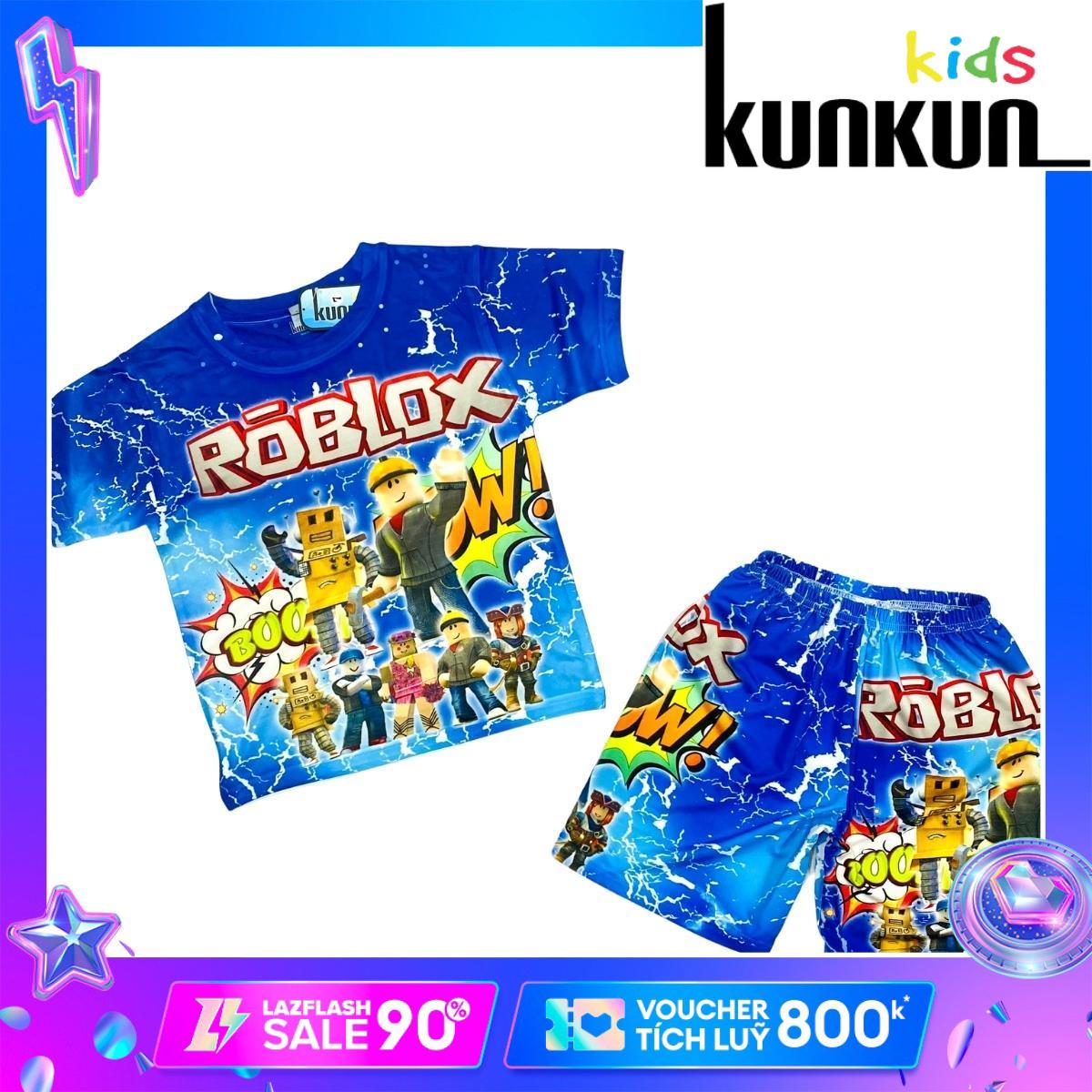 Set quần áo bé trai In 3D Hình Robolox chất thun lạnh Kunkun Kid TP834 - Đồ bộ bé trai cao cấp