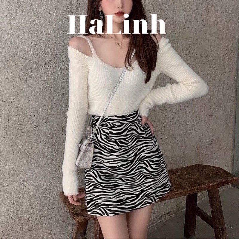 Chân váy chữ a hoạ tiết ngựa vằn