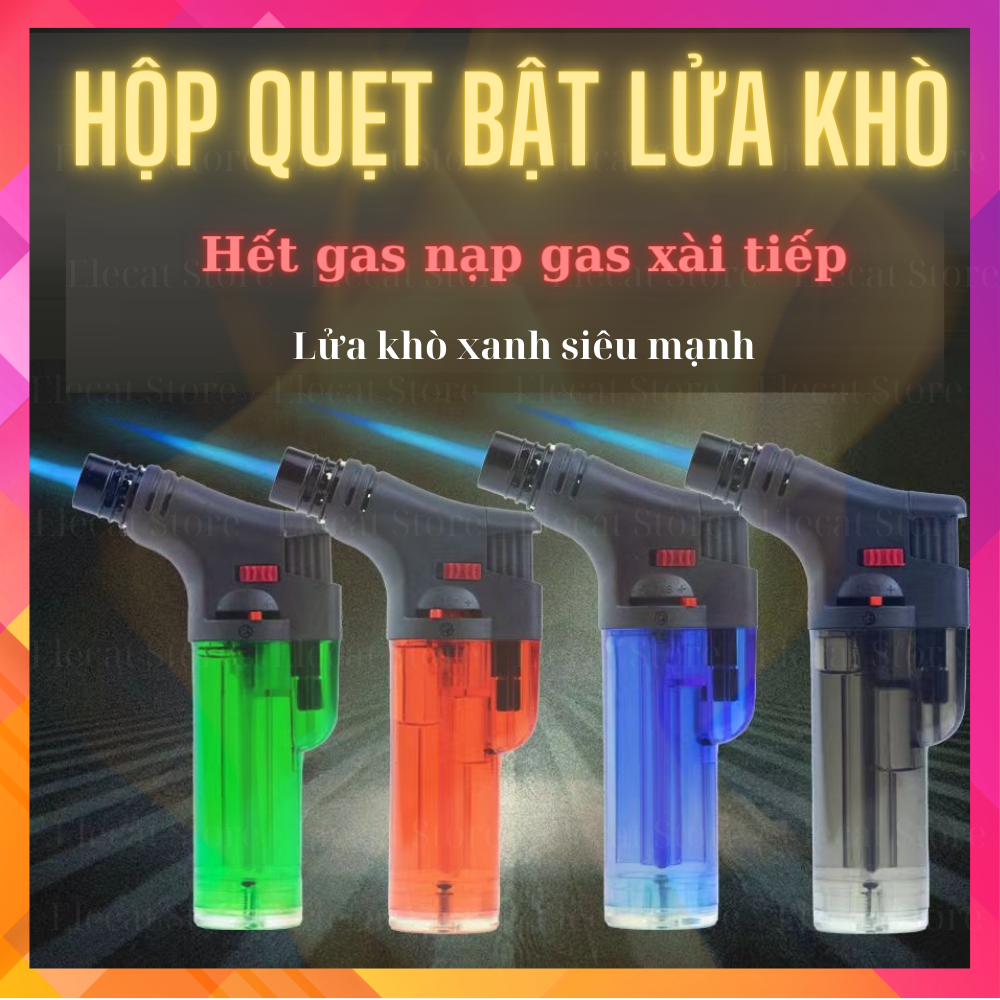 Khò gas cầm tay mini siêu mạnh, bỏ túi, tiện lợi, dùng  nhóm bếp than, khò trà sữa, nướng bánh - tặng kèm đế