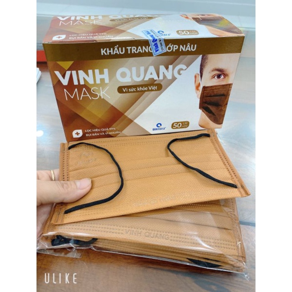 Khẩu Trang Màu Nâu 4 lớp Khẩu Trang Y Tế Màu Nâu Vinh Quang