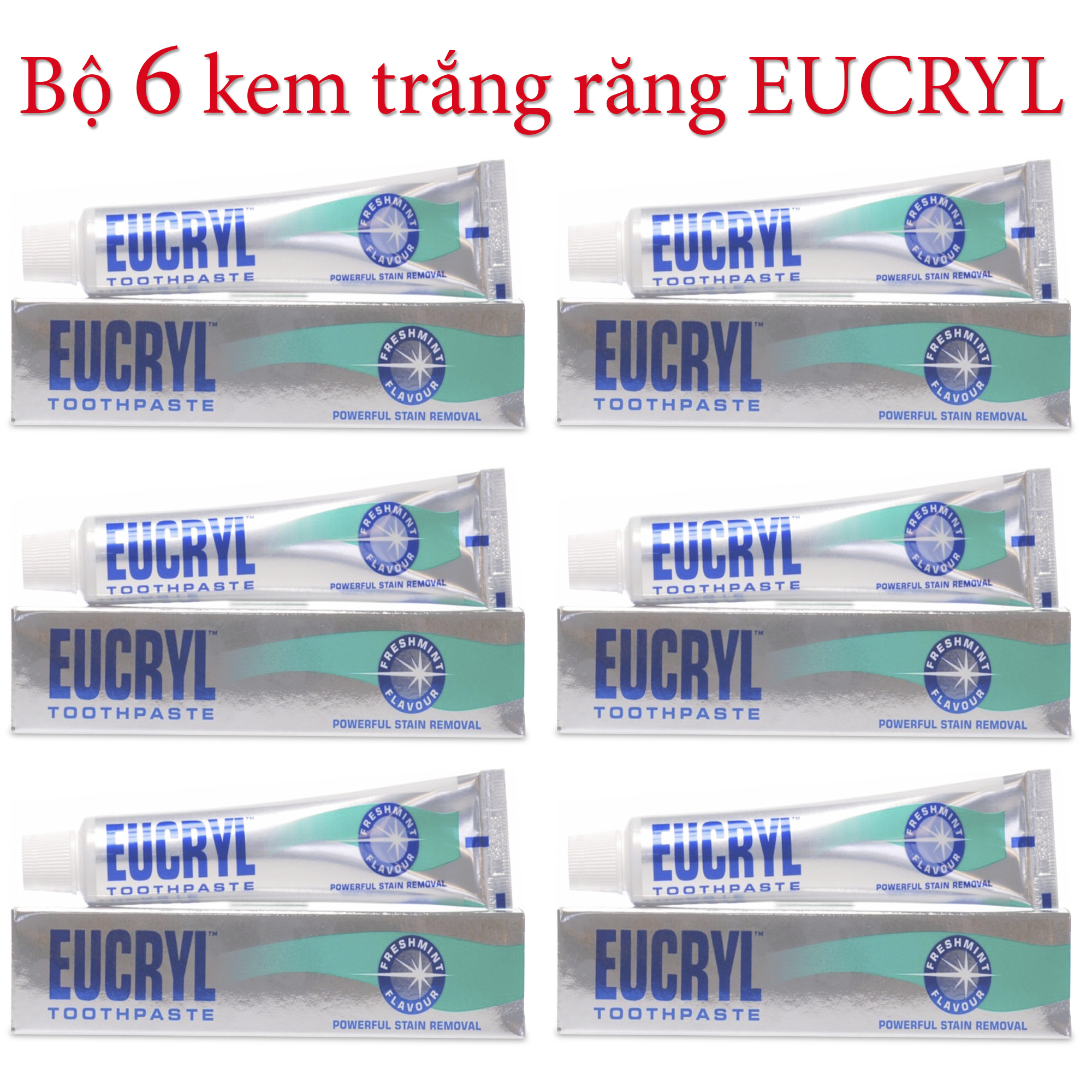 Bộ 6 tuýp kem trắng răng, giảm hôi miệng Eucryl