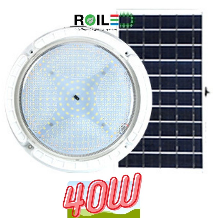 [HCM]Đèn led ốp trần năng lượng mặt trời 40W ánh sáng vàng nắng xài trong nhà Roiled RO40W dây dài 5m có điều khiển từ xa bảo hành 2 năm