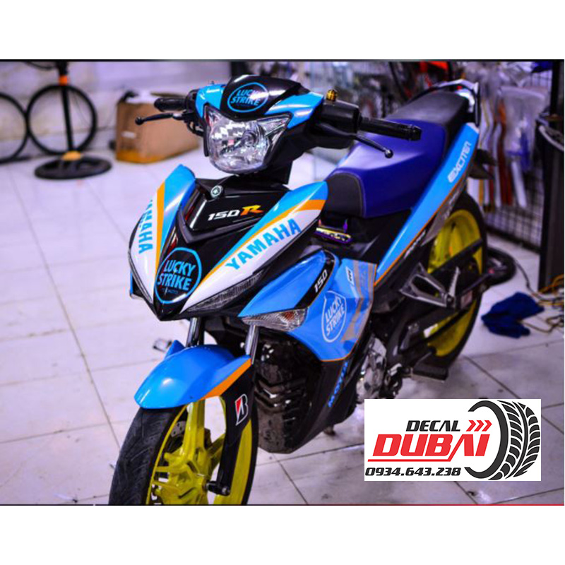 Tem Trùm Exciter 150 Xanh Bạc Motul