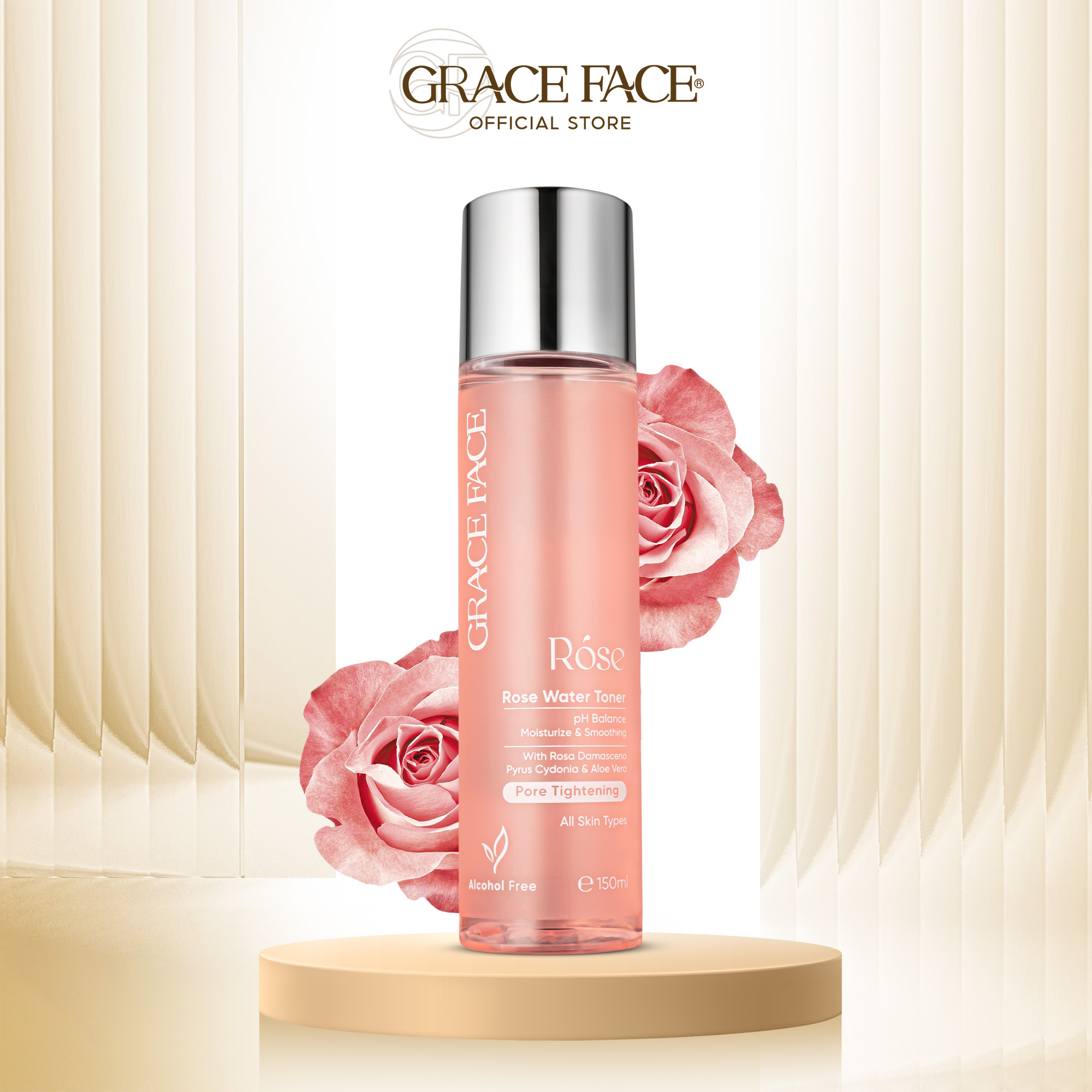 Nước hoa hồng cân bằng pH dưỡng ẩm se khít lỗ chân lông Grace Face Rose