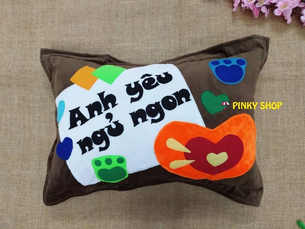 Gối handmade, gối handmade giá rẻ, gối handmade tphcm, gối handmade bằng vải nỉ - mềm mịn - êm mát, gối handmade tặng bạn trai - anh yêu ngủ ngon là món quà tặng độc đáo đầy ý nghĩa Pinky Shop mã GAYNN1