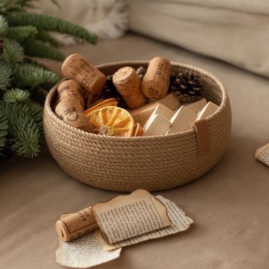 Giỏ đựng bánh mỳ, giỏ đựng hoa quả, đĩa đựng bánh mỳ decor làm từ sợi đay tự nhiên