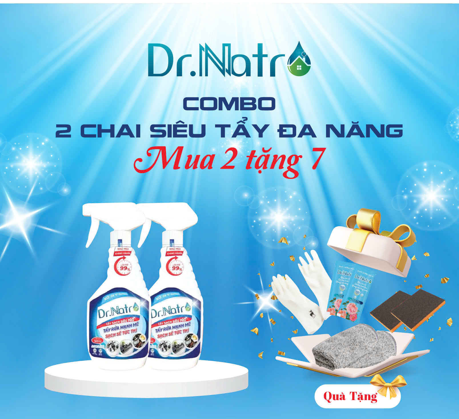 Combo 2 chai tẩy đa năng DR NATRO 500ml tẩy rửa mọi vết bẩn