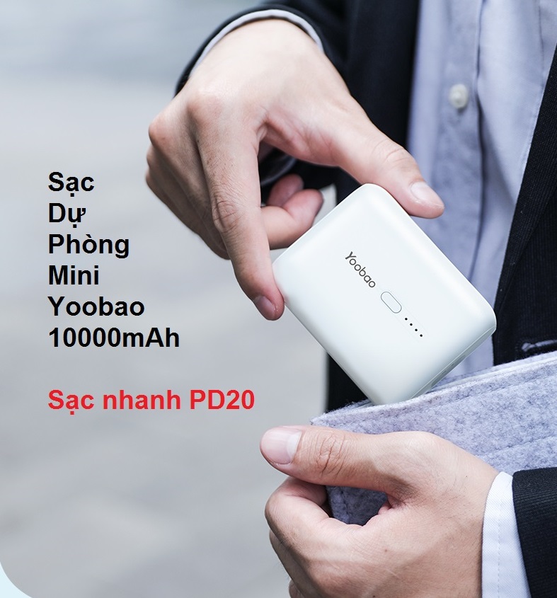 Sạc dự phòng yoobao pd20mini 10000mah, sạc nhanh 20w