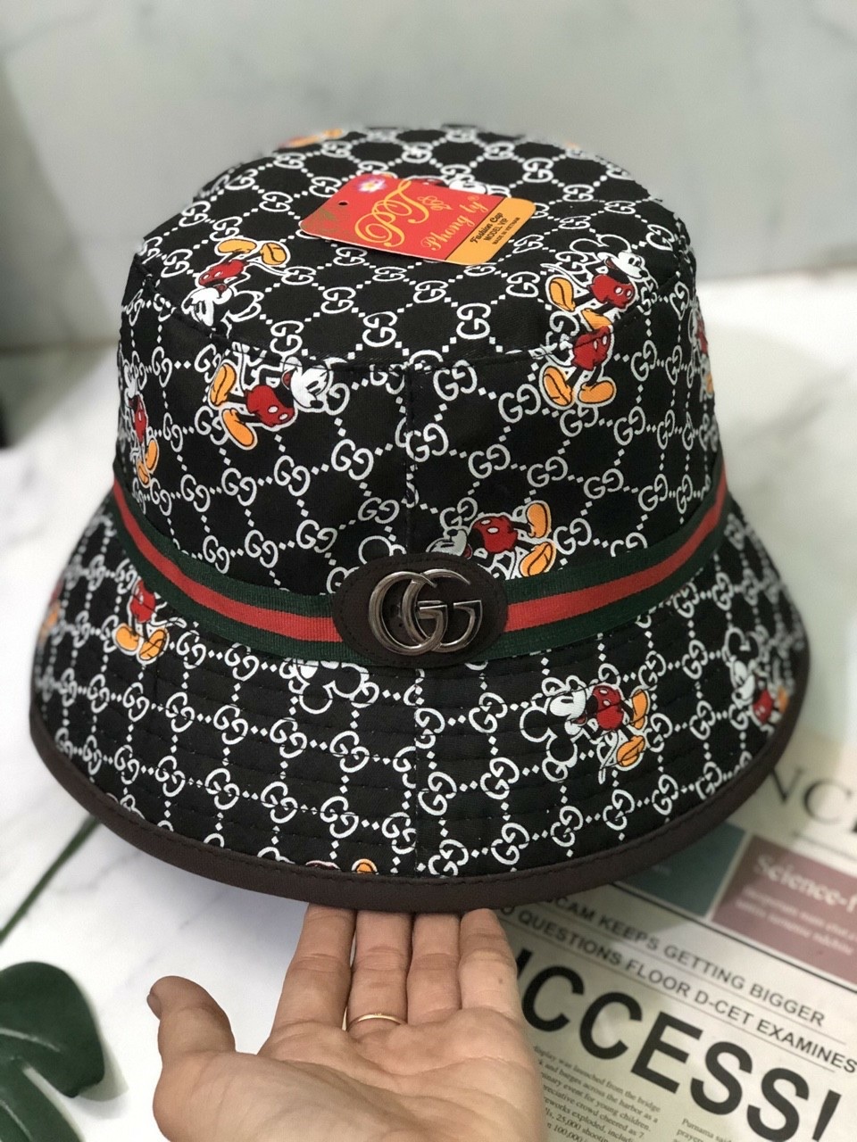 Mũ bucket chuột mickey phối viền, nón bucket thời trang nam nữ non99