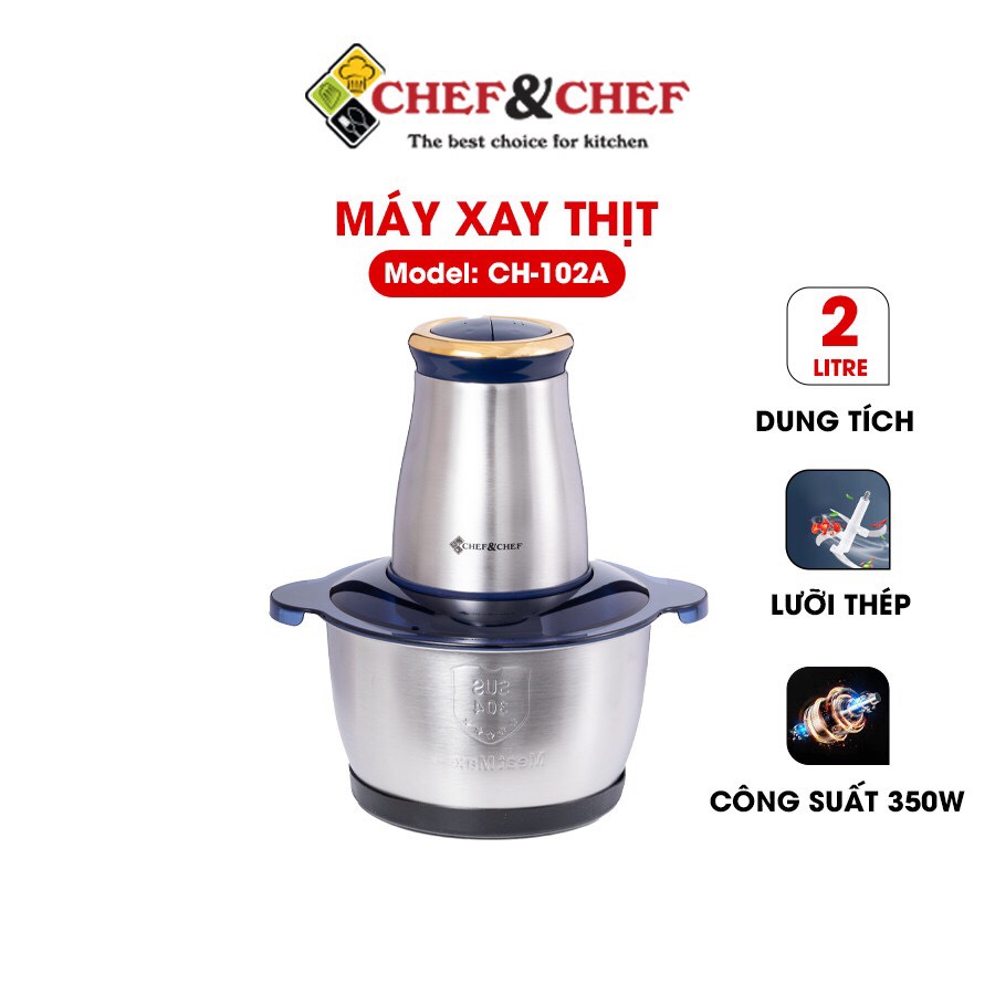 Máy xay thịt cao cấp đa năng CHEF&CHEF dung tích 2L dao xay 4 lưỡi tiện lợi.